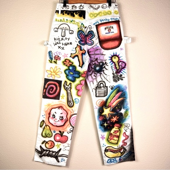 Small Women’s Graffiti Art Spray Art Painters Pants Street Wear 30 x 30 - Picture 4 of 17